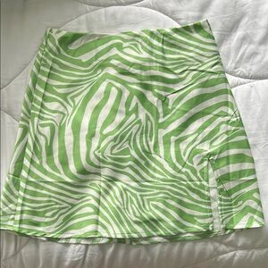 Green Zebra Print Mini Skirt